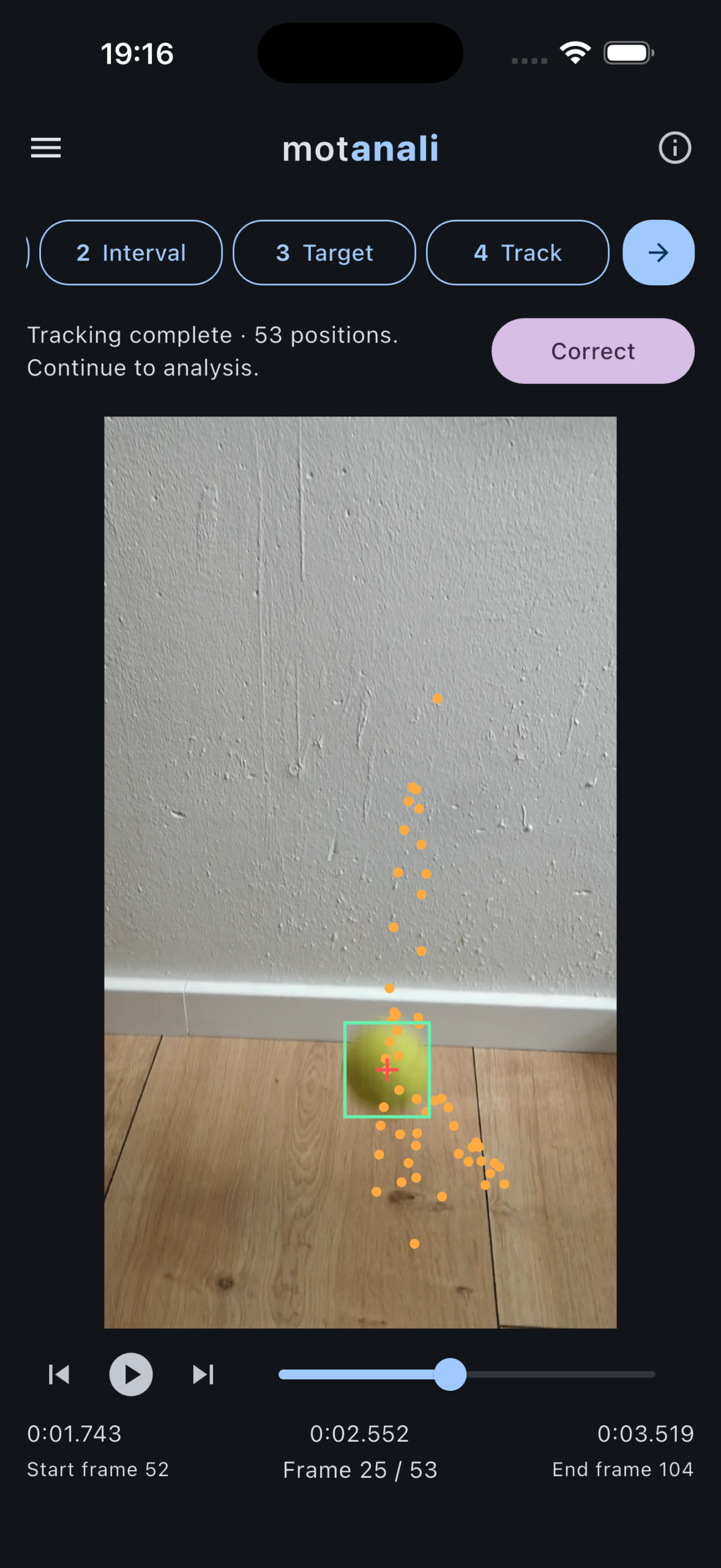 Motanali: Bewegungsverfolgung eines springenden Balls